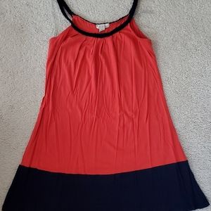 Orange and Navy Blue Color Block Dress